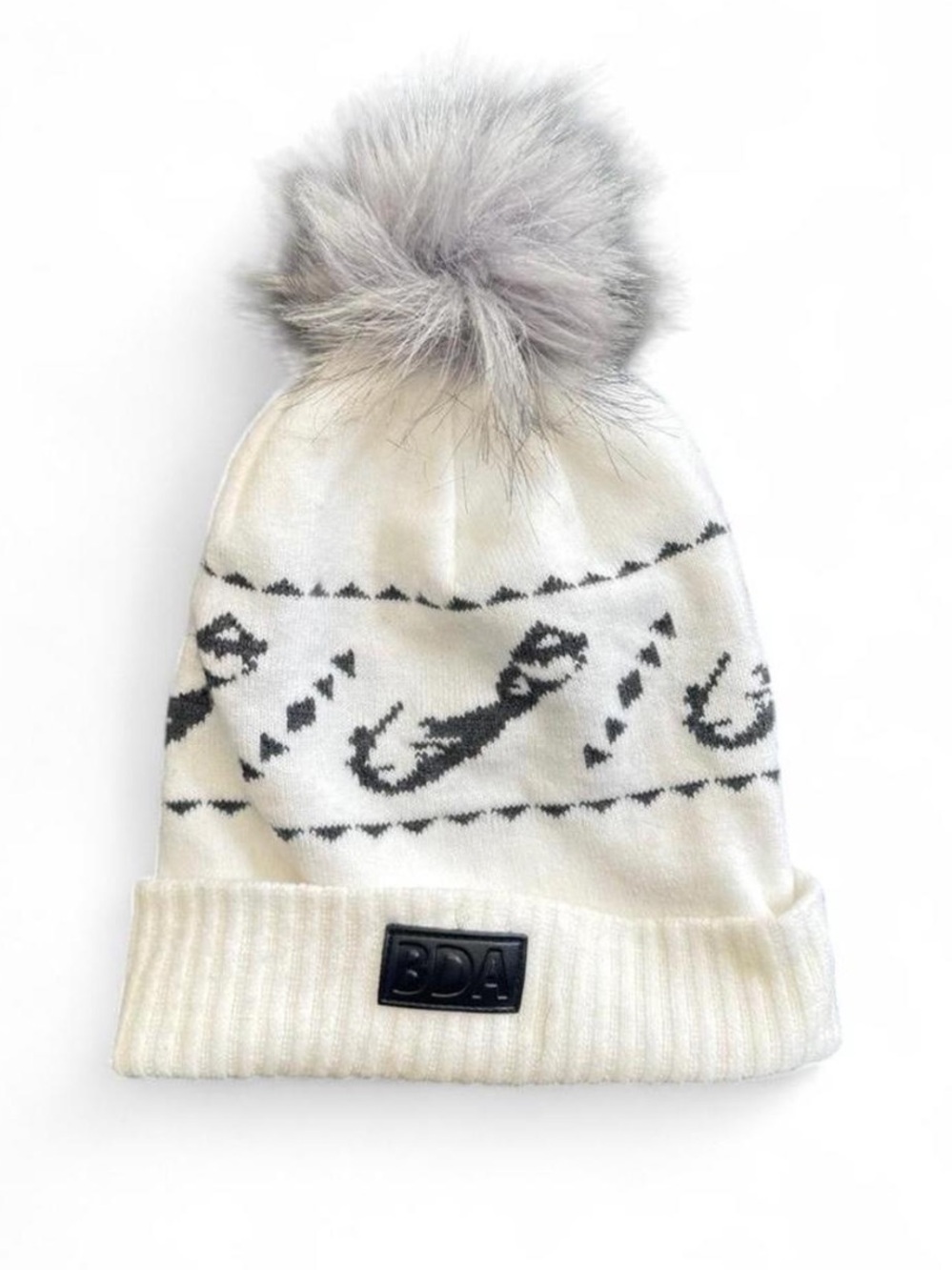 Cream Knit Pom Pom Beanie